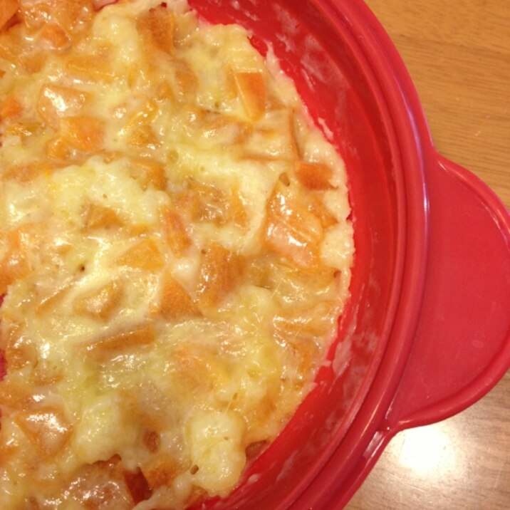 レンジで☆柿チーズの蒸しケーキ